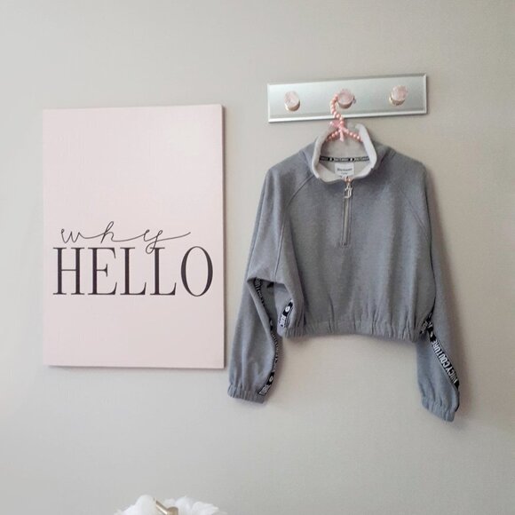 NWT Juicy Couture grey & brand stripe cropped sweatshirt & shorts coord set - Picture 11 of 16